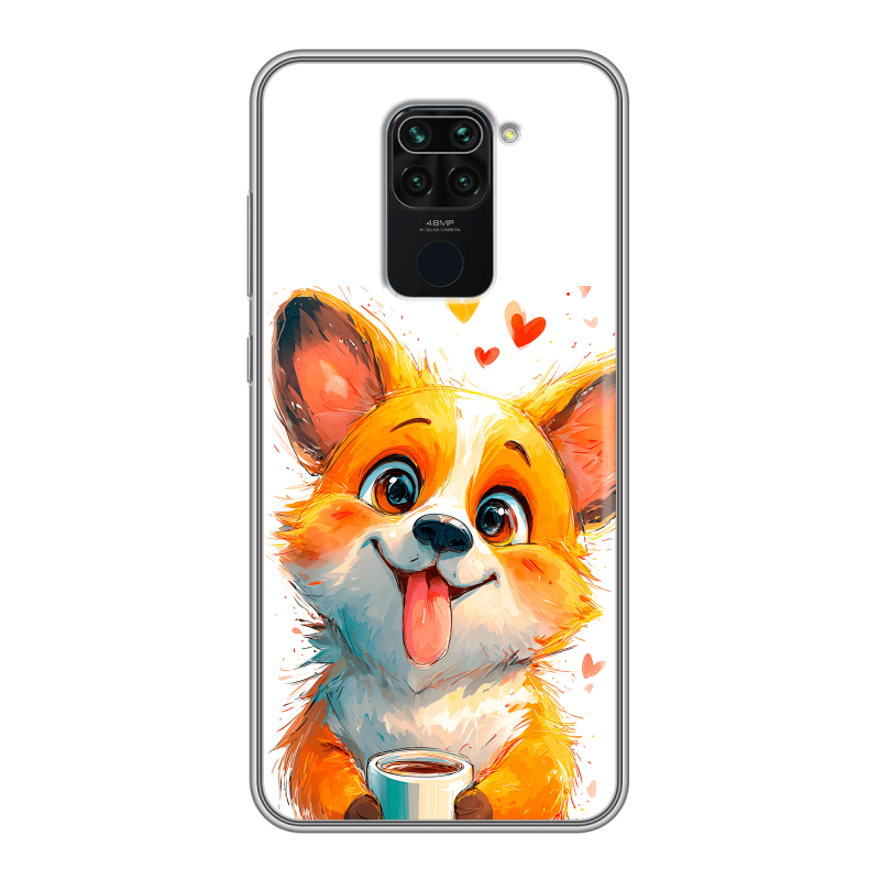 Силиконовый чехол на Xiaomi RedMi Note 9 с принтом корги Силиконовый чехол на Xiaomi RedMi Note 9 с принтом корги