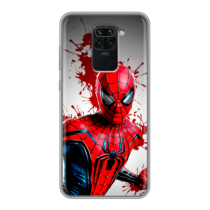 Силиконовый чехол на Xiaomi RedMi Note 9 с принтом Spiderman Человек паук Силиконовый чехол на Xiaomi RedMi Note 9 с принтом Spiderman Человек паук