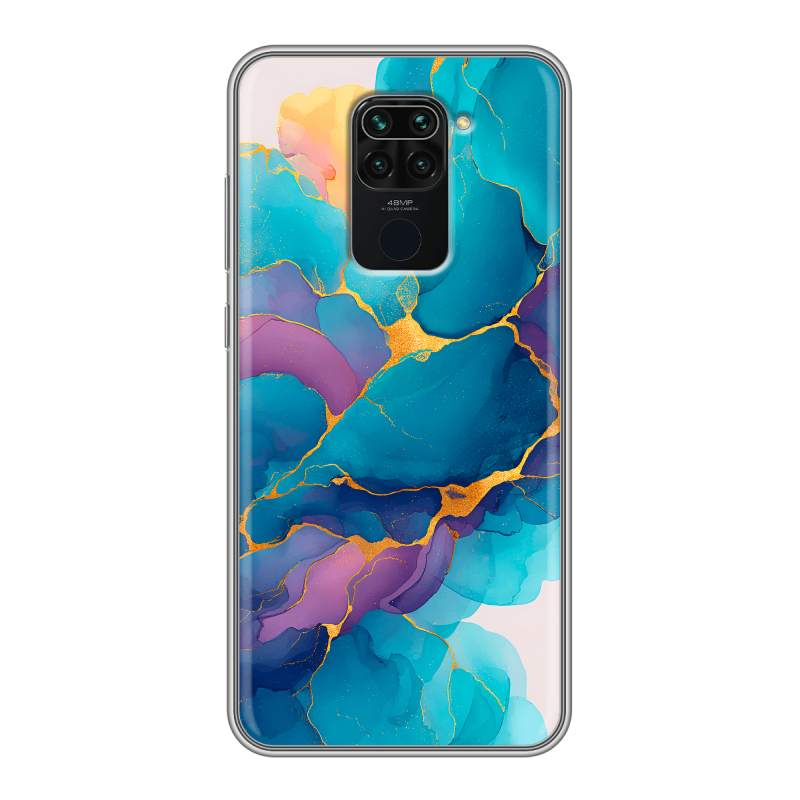 Силиконовый чехол на Xiaomi RedMi Note 9 с принтом Мрамор блестки Силиконовый чехол на Xiaomi RedMi Note 9 с принтом Мрамор блестки