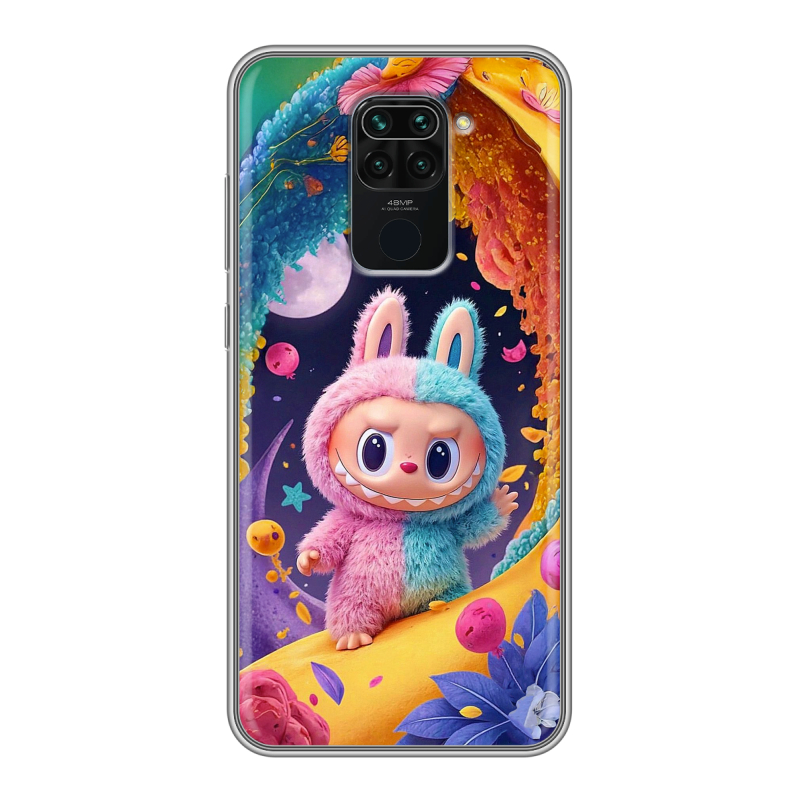 Силиконовый противоударный чехол на Xiaomi RedMi Note 9 с принтом Labubu Лабубу Силиконовый противоударный чехол на Xiaomi RedMi Note 9 с принтом Labubu Лабубу