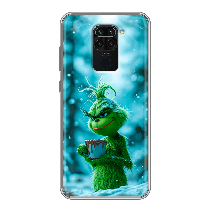 Силиконовый противоударный чехол на Xiaomi RedMi Note 9 с принтом Новый год гринч Силиконовый противоударный чехол на Xiaomi RedMi Note 9 с принтом Новый год гринч