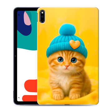 Силиконовый чехол на Huawei MatePad с принтом Котенок в шапке Силиконовый чехол на Huawei MatePad с принтом Котенок в шапке