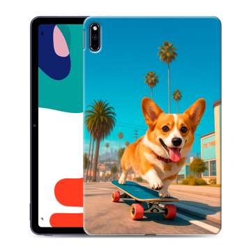 Силиконовый чехол на Huawei MatePad с принтом Корги на скейте Силиконовый чехол на Huawei MatePad с принтом Корги на скейте