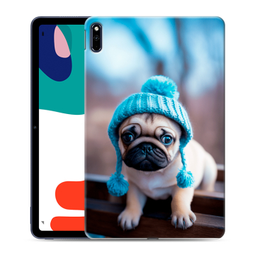 Силиконовый чехол на Huawei MatePad с принтом Мопс в шапке Силиконовый чехол на Huawei MatePad с принтом Мопс в шапке