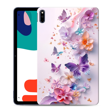 Силиконовый чехол на Huawei MatePad с принтом цветы бабочки