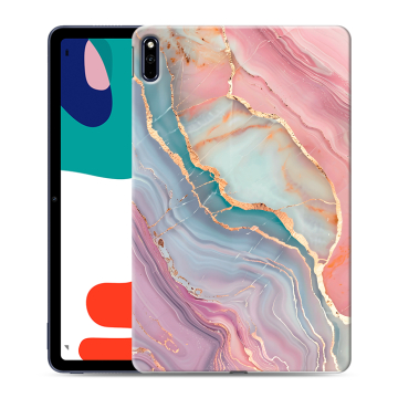 Силиконовый чехол на Huawei MatePad с принтом розовый мрамор Силиконовый чехол на Huawei MatePad с принтом розовый мрамор