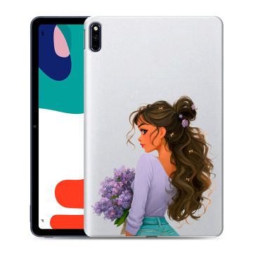 Силиконовый чехол на Huawei MatePad с принтом девушка цветы Силиконовый чехол на Huawei MatePad с принтом девушка цветы