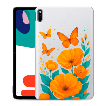 Силиконовый чехол на Huawei MatePad с принтом цветы бабочки Силиконовый чехол на Huawei MatePad с принтом цветы бабочки