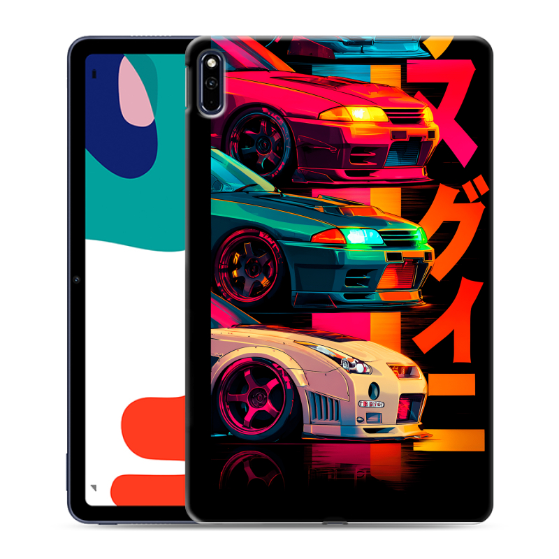 Силиконовый противоударный чехол на Huawei MatePad с принтом Гоночные машины Силиконовый противоударный чехол на Huawei MatePad с принтом Гоночные машины