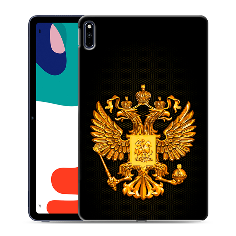 Силиконовый чехол на Huawei MatePad с принтом Герб России желтый Силиконовый чехол на Huawei MatePad с принтом Герб России желтый