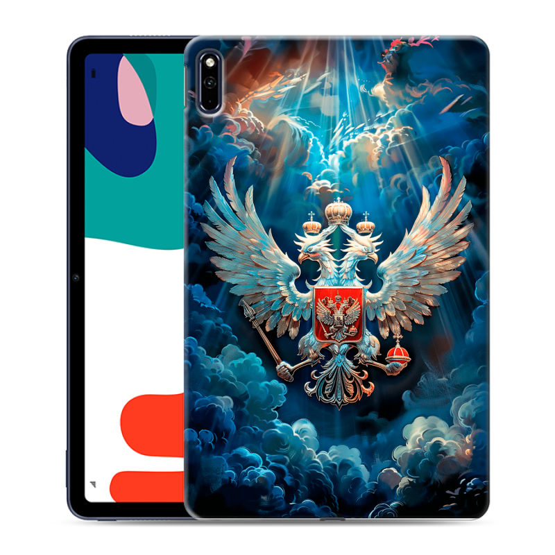 Силиконовый чехол на Huawei MatePad с принтом Герб флаг России Силиконовый чехол на Huawei MatePad с принтом Герб флаг России