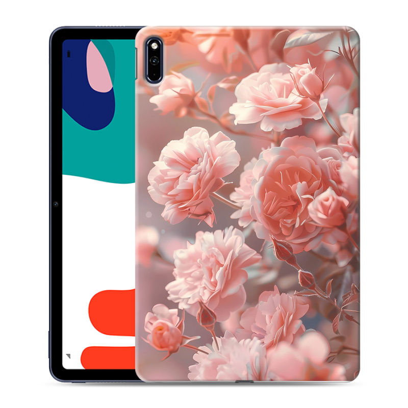 Силиконовый чехол на Huawei MatePad с принтом Розовые розы Силиконовый чехол на Huawei MatePad с принтом Розовые розы