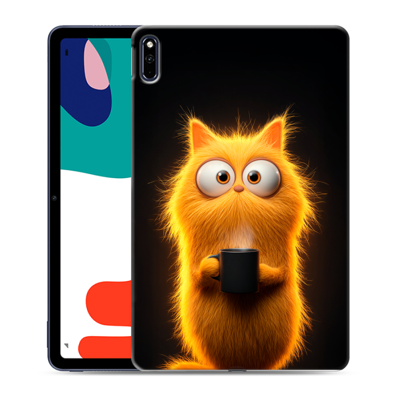 Силиконовый противоударный чехол на Huawei MatePad с принтом Смешной кот Силиконовый противоударный чехол на Huawei MatePad с принтом Смешной кот