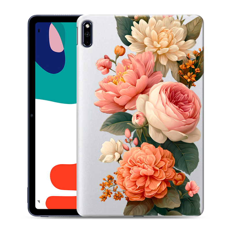 Силиконовый противоударный чехол на Huawei MatePad с принтом цветы Силиконовый противоударный чехол на Huawei MatePad с принтом цветы