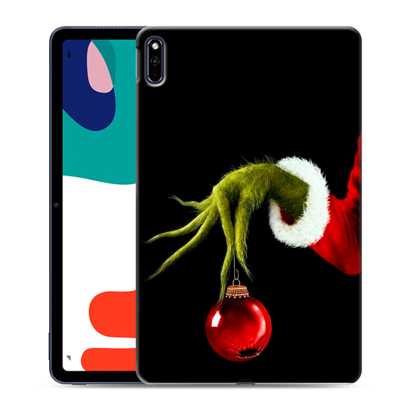Силиконовый противоударный чехол на Huawei MatePad с принтом Новый год Гринч Силиконовый противоударный чехол на Huawei MatePad с принтом Новый год Гринч