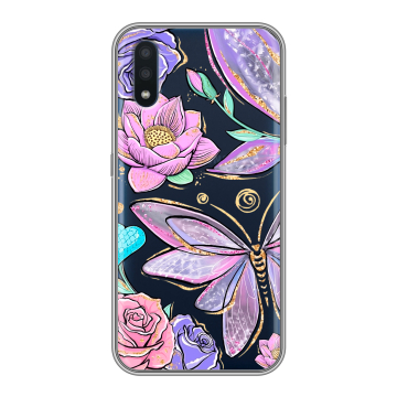 Силиконовый чехол на Samsung Galaxy M01 с принтом Бабочки и цветы Силиконовый чехол на Samsung Galaxy M01 с принтом Бабочки и цветы