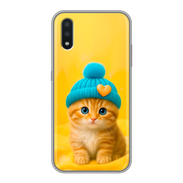 Силиконовый чехол на Samsung Galaxy M01 с принтом Котенок в шапке Силиконовый чехол на Samsung Galaxy M01 с принтом Котенок в шапке
