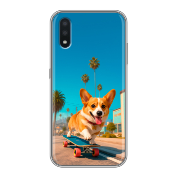 Силиконовый чехол на Samsung Galaxy M01 с принтом Корги на скейте