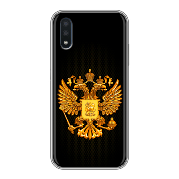 Силиконовый чехол на Samsung Galaxy M01 с принтом Герб России желтый