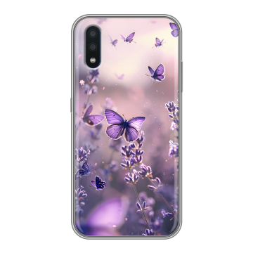 Силиконовый чехол на Samsung Galaxy M01 с принтом бабочки и лаванда