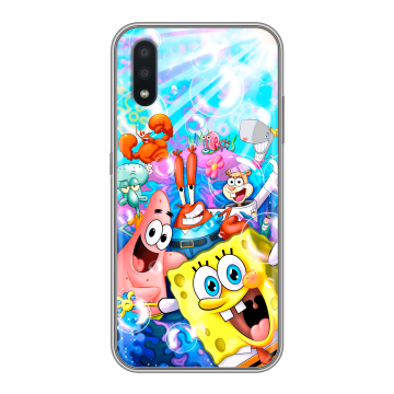Силиконовый чехол на Samsung Galaxy M01 с принтом спанчбоб спанч боб
