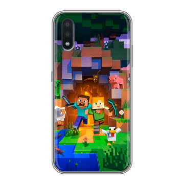 Силиконовый чехол на Samsung Galaxy M01 с принтом Майнкрафт Minecraft Силиконовый чехол на Samsung Galaxy M01 с принтом Майнкрафт Minecraft