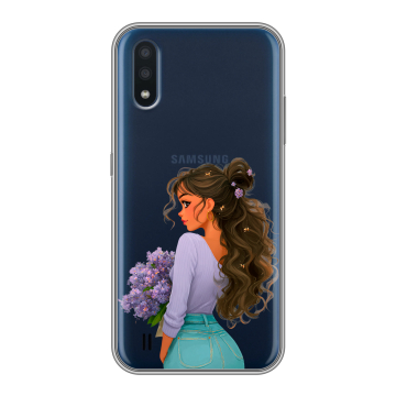 Силиконовый чехол на Samsung Galaxy M01 с принтом девушка цветы Силиконовый чехол на Samsung Galaxy M01 с принтом девушка цветы