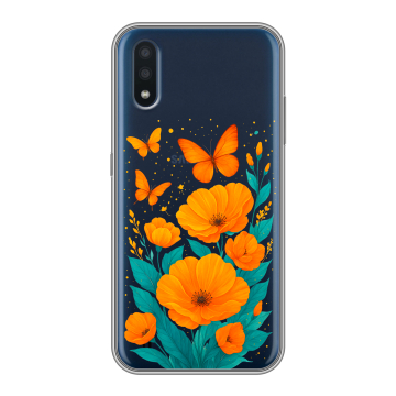 Силиконовый чехол на Samsung Galaxy M01 с принтом цветы бабочки Силиконовый чехол на Samsung Galaxy M01 с принтом цветы бабочки