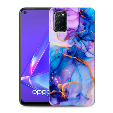 Силиконовый чехол на OPPO A52 с принтом синий мрамор