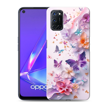 Силиконовый чехол на OPPO A52 с принтом цветы бабочки Силиконовый чехол на OPPO A52 с принтом цветы бабочки