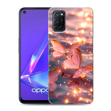 Силиконовый чехол на OPPO A52 с принтом бабочки розовые