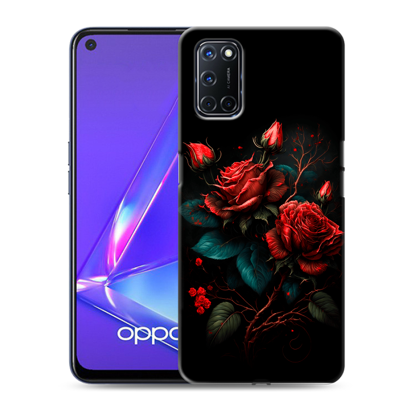 Силиконовый противоударный чехол на OPPO A52 с принтом Розы красные Силиконовый противоударный чехол на OPPO A52 с принтом Розы красные