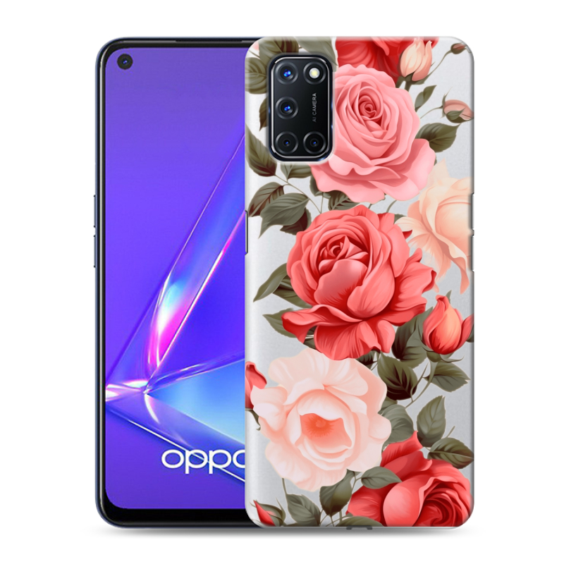 Силиконовый противоударный чехол на OPPO A52 с принтом Розы Силиконовый противоударный чехол на OPPO A52 с принтом Розы