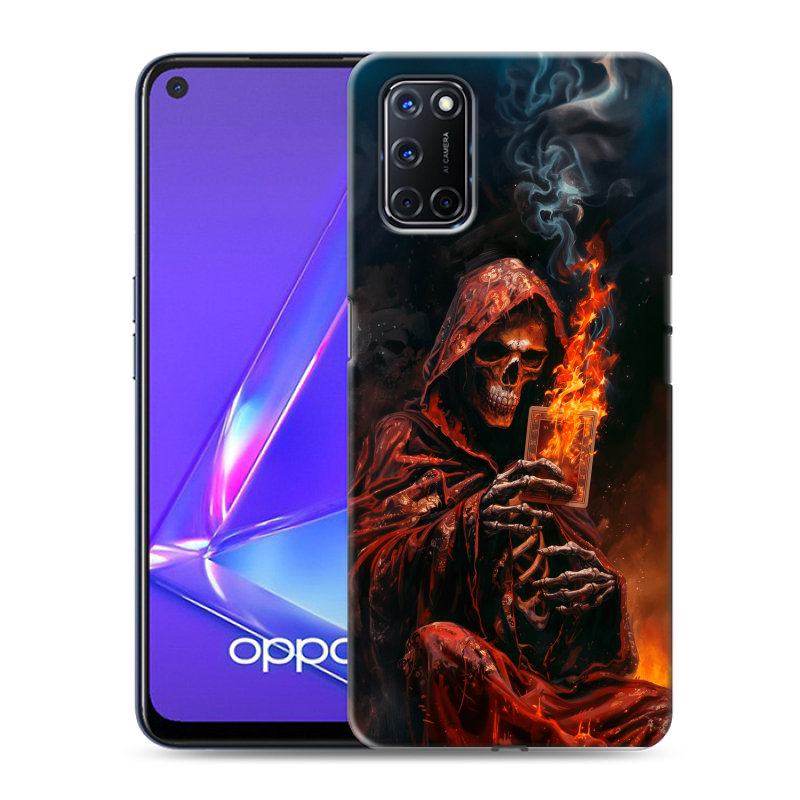 Силиконовый противоударный чехол на OPPO A52 с принтом Скелет и карты Силиконовый противоударный чехол на OPPO A52 с принтом Скелет и карты
