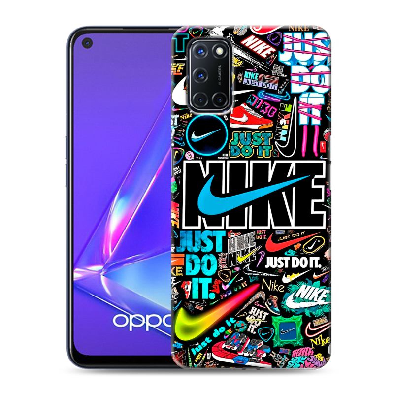 Пластиковый чехол на OPPO A52 с принтом найк nike черный Пластиковый чехол на OPPO A52 с принтом найк nike черный