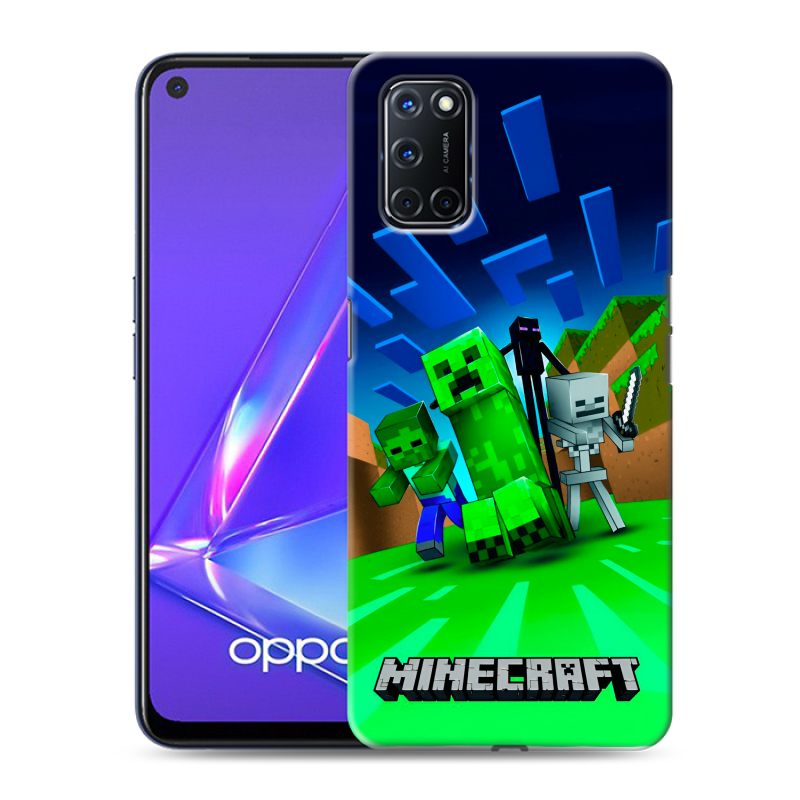 Силиконовый противоударный чехол на OPPO A52 с принтом Майнкрафт Силиконовый противоударный чехол на OPPO A52 с принтом Майнкрафт