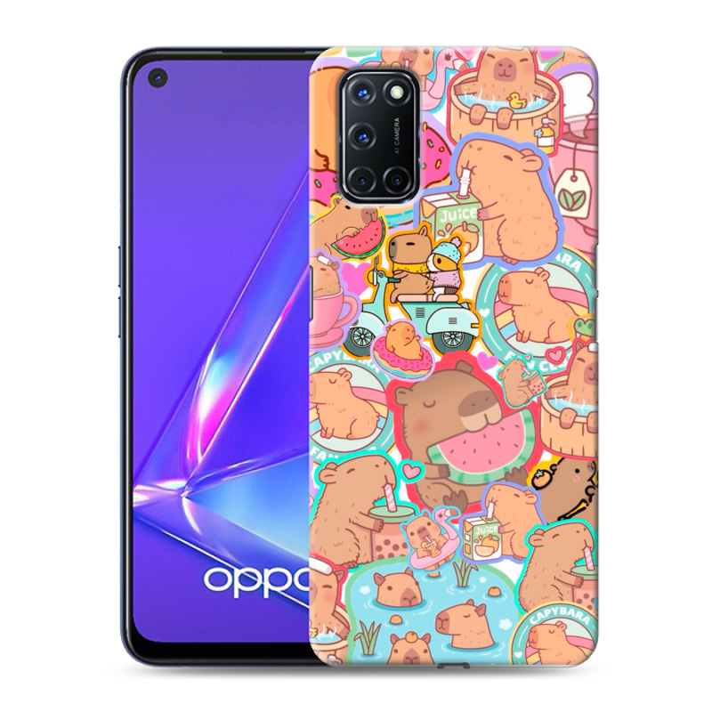 Силиконовый противоударный чехол на OPPO A52 с принтом капибары Силиконовый противоударный чехол на OPPO A52 с принтом капибары