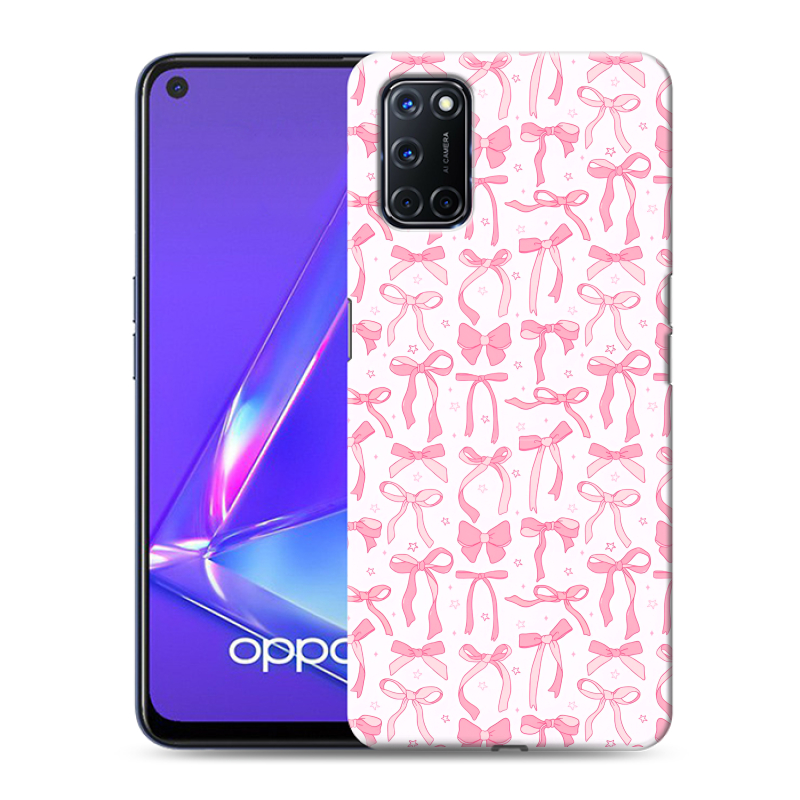 Силиконовый противоударный чехол на OPPO A52 с принтом Розовые бантики Силиконовый противоударный чехол на OPPO A52 с принтом Розовые бантики