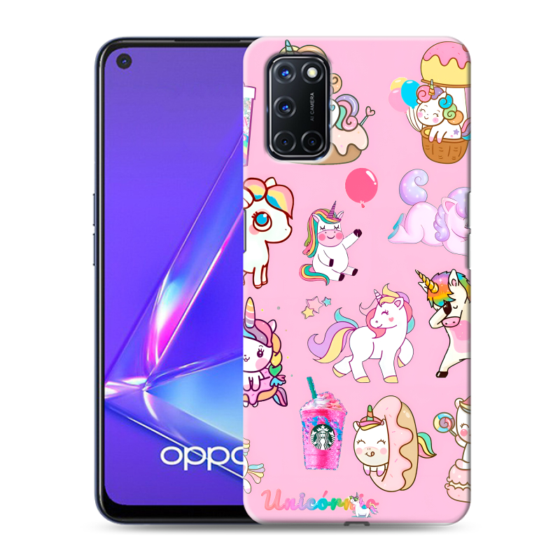 Пластиковый чехол на OPPO A52 с принтом розовые единороги Пластиковый чехол на OPPO A52 с принтом розовые единороги