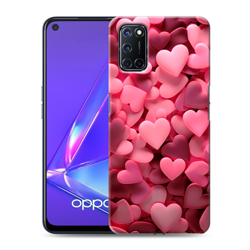 Пластиковый чехол на OPPO A52 с принтом розовые сердечки Пластиковый чехол на OPPO A52 с принтом розовые сердечки