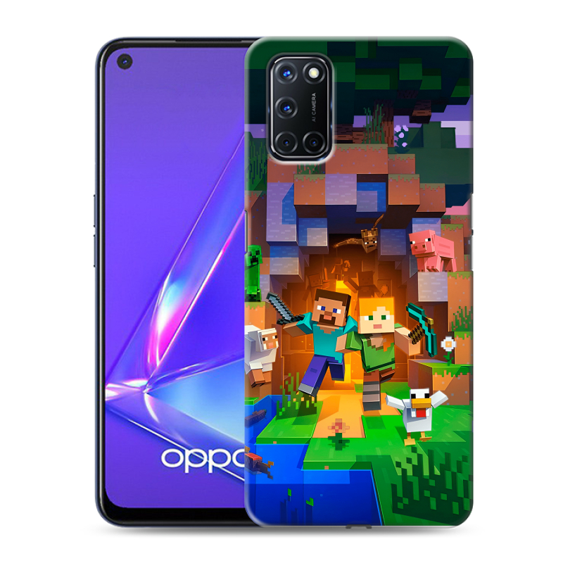 Силиконовый противоударный чехол на OPPO A52 с принтом Майнкрафт Minecraft Силиконовый противоударный чехол на OPPO A52 с принтом Майнкрафт Minecraft