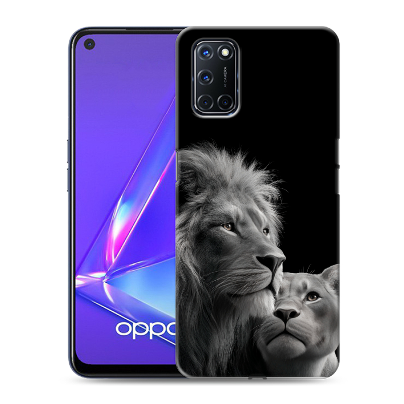 Пластиковый чехол на OPPO A52 с принтом Лев кошки Пластиковый чехол на OPPO A52 с принтом Лев кошки