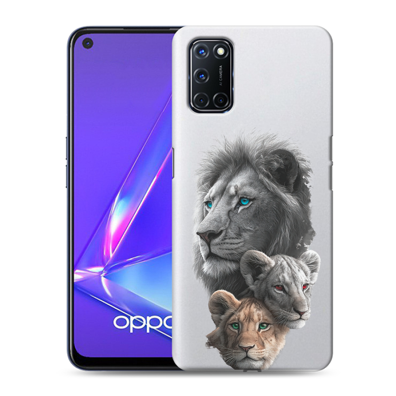 Пластиковый чехол на OPPO A52 с принтом Львы Пластиковый чехол на OPPO A52 с принтом Львы