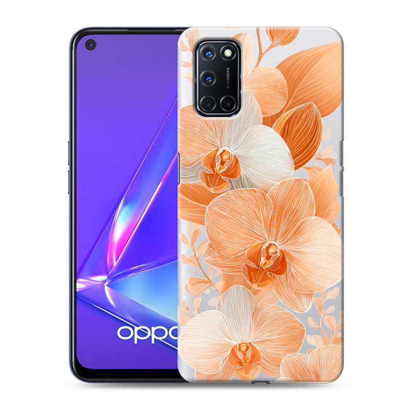 Силиконовый чехол на OPPO A52 с принтом Бежевые цветы Силиконовый чехол на OPPO A52 с принтом Бежевые цветы
