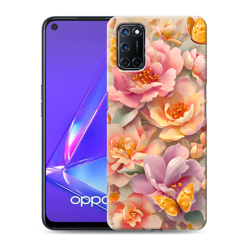 Силиконовый чехол на OPPO A52 с принтом Цветы и бабочки Силиконовый чехол на OPPO A52 с принтом Цветы и бабочки