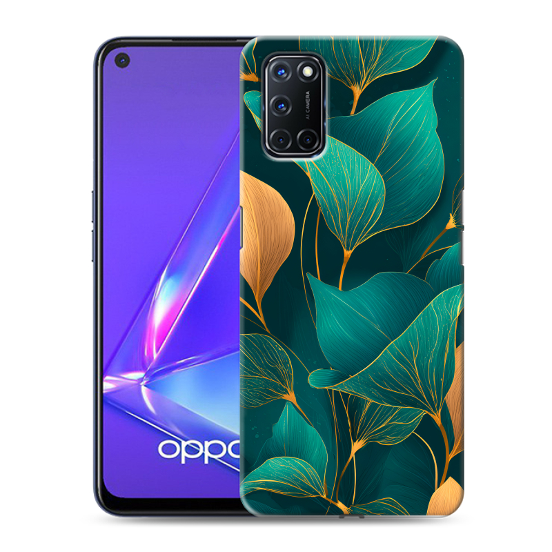 Силиконовый чехол на OPPO A52 с принтом Листья и золото Силиконовый чехол на OPPO A52 с принтом Листья и золото