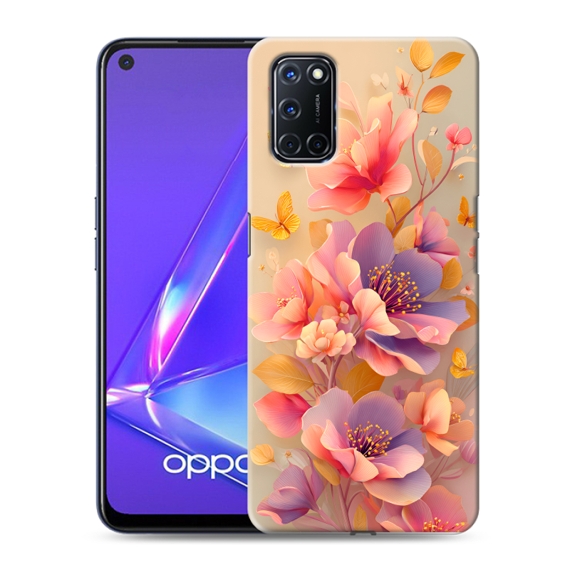 Пластиковый чехол на OPPO A52 с принтом Цветы и бабочки Пластиковый чехол на OPPO A52 с принтом Цветы и бабочки