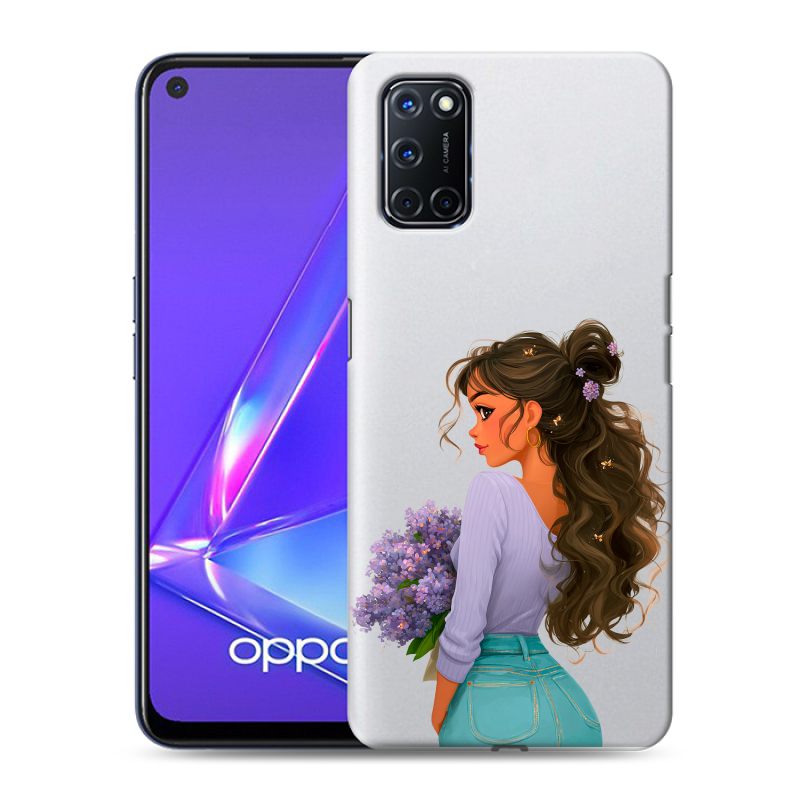 Силиконовый чехол на OPPO A52 с принтом девушка цветы Силиконовый чехол на OPPO A52 с принтом девушка цветы