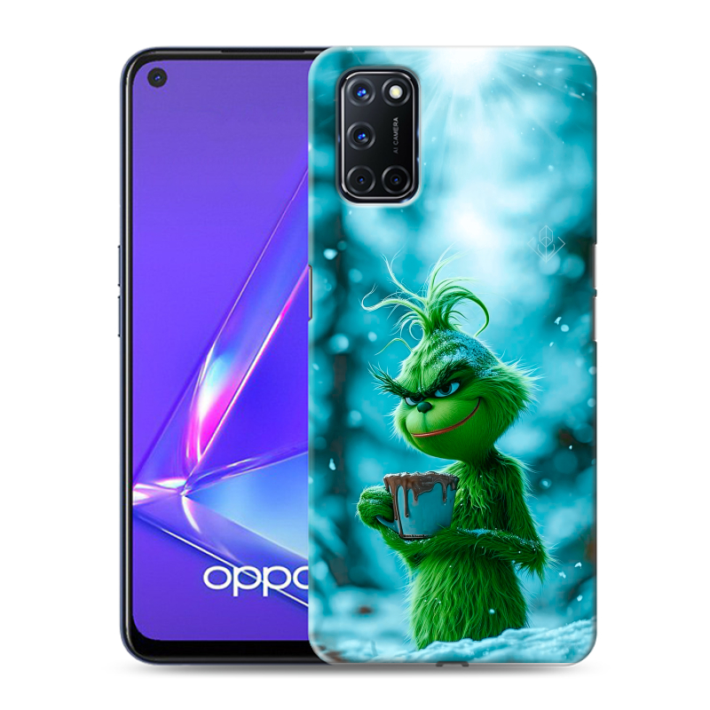 Силиконовый противоударный чехол на OPPO A52 с принтом Новый год гринч Силиконовый противоударный чехол на OPPO A52 с принтом Новый год гринч