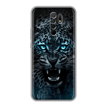 Силиконовый чехол на Xiaomi RedMi 9 с принтом Темный леопард Силиконовый чехол на Xiaomi RedMi 9 с принтом Темный леопард